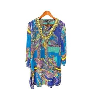 Dimri Vintage Sheer Beaded paisley tunic blouse intricate beadwork